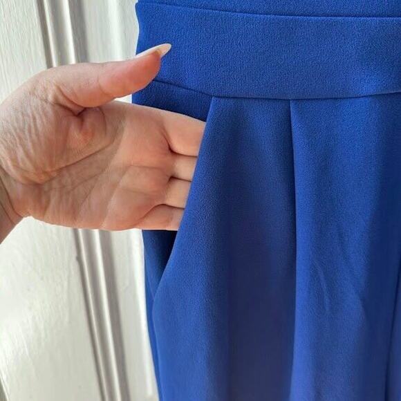 NWT Tahari Royal Blue Dressy Sleeveless Wide Leg Jumpsuit Size 4 Pockets - Picture 4 of 8